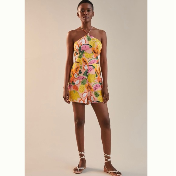 🌿|NWT| Anthropologie x Hutch Mixed Fruit Halter Romper - Picture 4 of 12